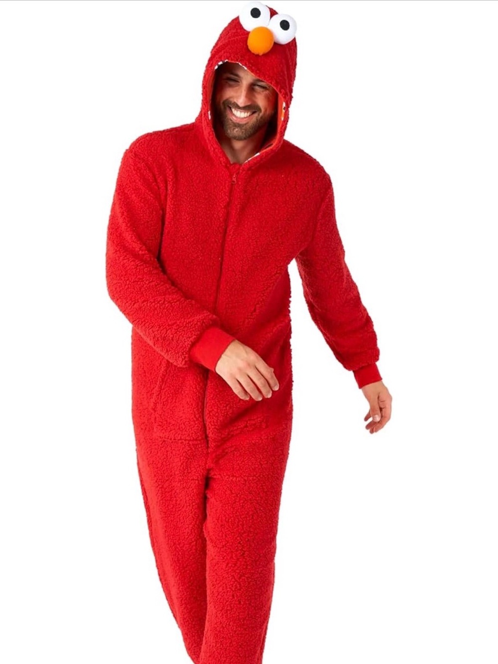 Elmo Red Unisex Hooded Onesie - Cozy Zip Front